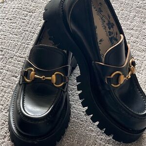 Gucci Black Rubber Sole loafers